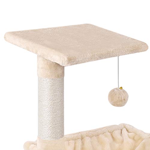 MC Star Árbol para Gato pequeño con Grandes Hamaca Rascador Cama Bolas de Juego Arañazo Plataforma Sisal Natural 70cm, Beige