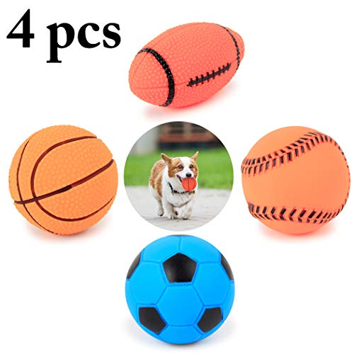 MCYYY 4pcs Pelota de Perro Mascota Pelota de Juguete Juguetes interactivos para Pomerania Chihuahuas Yorkies Husky Dogs Chew Toy Training Productos Juguetes para Perros