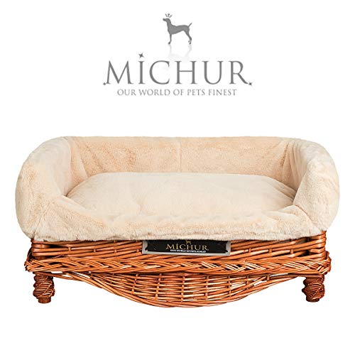 MICHUR Linda Cognac, Cama para Perros, Sauce para Perros con Almohada, sofá para Perros, Canasta para Perros, Sauce, malaca, Canasta para Perros Cognac, Aproximadamente 55 cm - Aproximadamente 75 cm