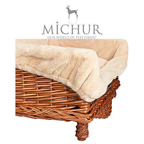 MICHUR Linda Cognac, Cama para Perros, Sauce para Perros con Almohada, sofá para Perros, Canasta para Perros, Sauce, malaca, Canasta para Perros Cognac, Aproximadamente 55 cm - Aproximadamente 75 cm