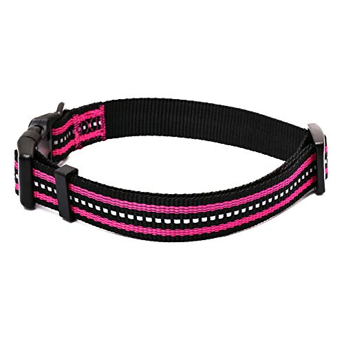 Mile High Life Night Tiras Reflectantes Dobles Collar de Perro de Nylon (Rosa Brillante, Large Neck 40cm-53cm -24.75KG)