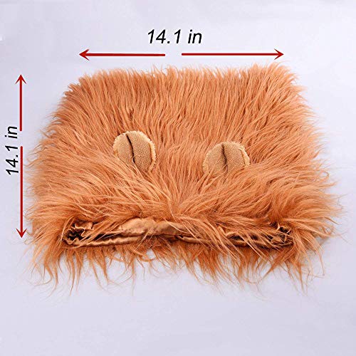 MiLuck Lion Mane peluca para perro y gato Disfraz con orejas Mascota ajustable cómodo Fancy León pelo perro ropa para Halloween Actividad de fiesta del festival de Pascua(Dog-Light Brown)