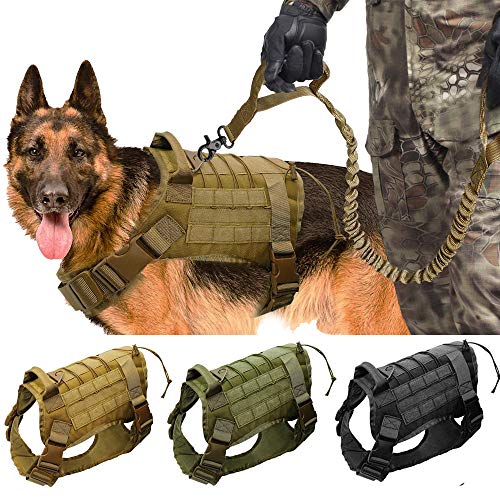 MMWW Imbracatura per cani tattica Militare Grande Gilet per cani da compagnia Gilet da lavoro per cani Gilet in Nylon per cani con cordino Elastico per K9 Pastore tedesco-YWL059GREEN_L