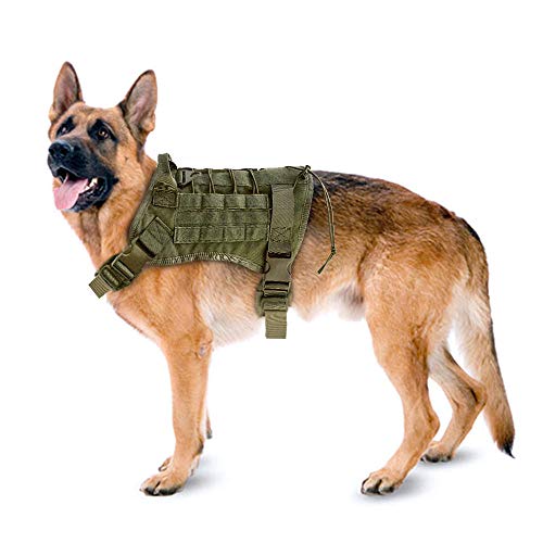 MMWW Pettorina per cani tattica Militare Grande Gilet per cani da compagnia Gilet da lavoro per cani Gilet in Nylon per cani con cordino Elastico per K9 Pastore tedesco-MH018SETBL_L