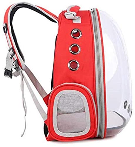 Mochila Mascota portátil, Mochila Voyager de la cápsula de Espacio Libre Animales familiarizado con Agujeros de Aire Bolsa Impermeable for Gatos pequeños Gatos, Azul, Color: Rojo (Color : Red)