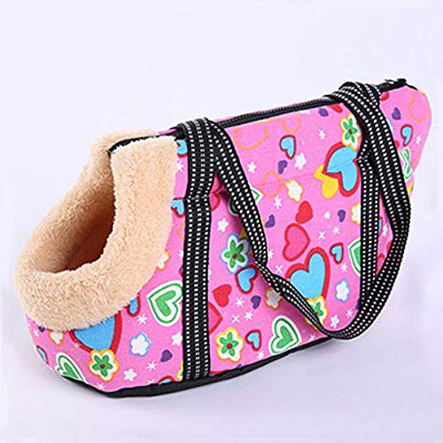 Mochila Para Mascotas Cute Flower Pet Carrier Para Perros Pequeños Bolsa De Viaje Para Mascotas Sling Bag Chihuahua Pug Soft Cozy Puppy Cat Bolsas Para Perros Mochila, Corazón, 40 X 25 X 28 Cm