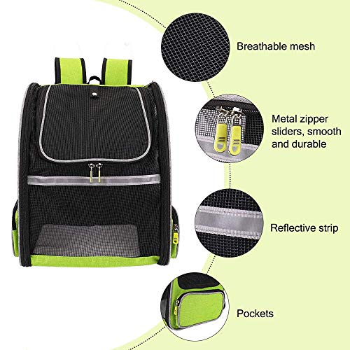 Mochila para mascotas, mochila súper transpirable de malla totalmente ventilada, mochila para mascotas cómoda y resistente, diseñada para viajes, senderismo, caminatas y uso al aire libre,Green