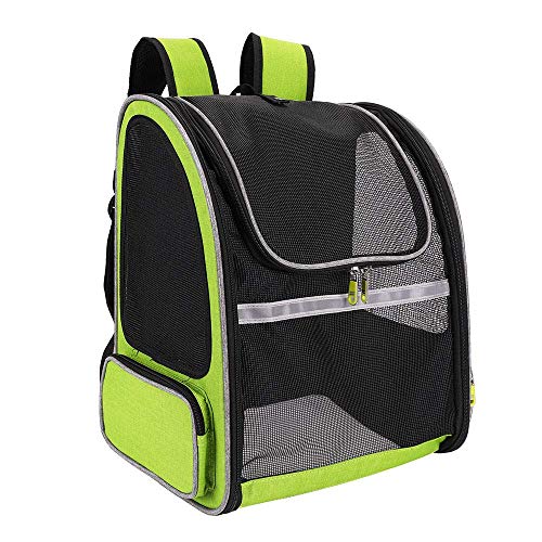 Mochila para mascotas, mochila súper transpirable de malla totalmente ventilada, mochila para mascotas cómoda y resistente, diseñada para viajes, senderismo, caminatas y uso al aire libre,Green