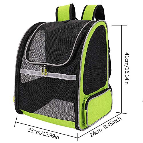 Mochila para mascotas, mochila súper transpirable de malla totalmente ventilada, mochila para mascotas cómoda y resistente, diseñada para viajes, senderismo, caminatas y uso al aire libre,Green