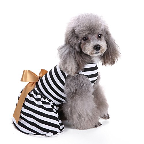 Modow Ropa para Mascotas a Rayas Vestidos para Perros Chaleco de Sol, Ropa de Cachorro Lindo Ropa para Perros y Gatos pequeños y medianos,L