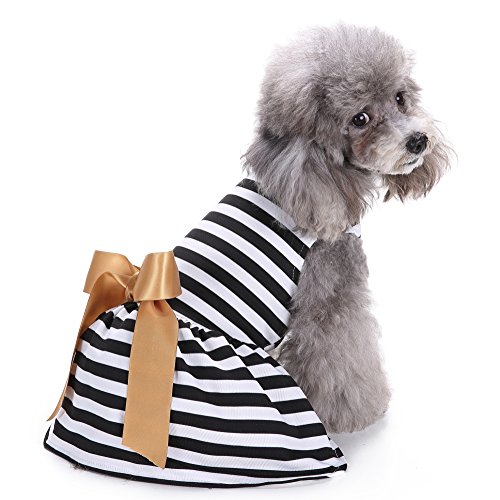 Modow Ropa para Mascotas a Rayas Vestidos para Perros Chaleco de Sol, Ropa de Cachorro Lindo Ropa para Perros y Gatos pequeños y medianos,L