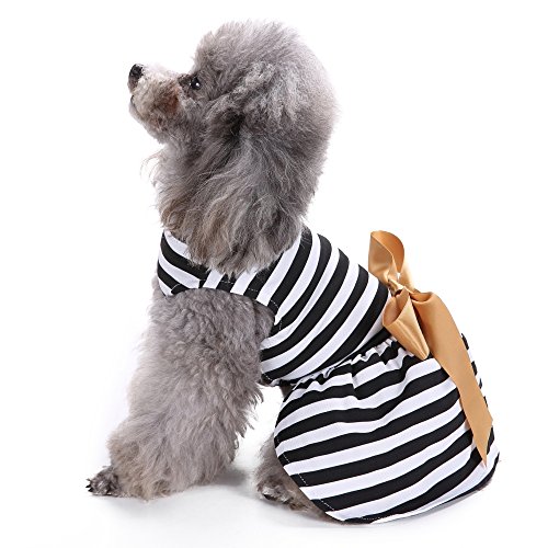 Modow Ropa para Mascotas a Rayas Vestidos para Perros Chaleco de Sol, Ropa de Cachorro Lindo Ropa para Perros y Gatos pequeños y medianos,L