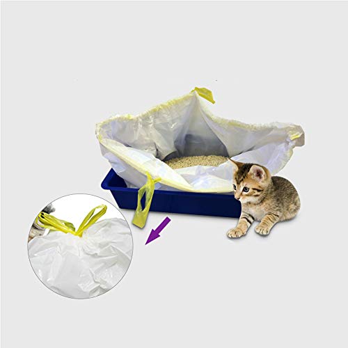 Moliwen Forro para Bandeja de Arena para Gatos con Bolsa con Cordón 3 Paquetes (21 Bolsas), 91.5 × 45.7 cm,Adecuado para Botes de Basura Medianos y Grandes, Obtenga 1 Rollo Adicional Bolsa de Basura