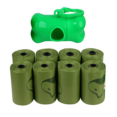 Mr. Stone Bolsas de basura degradables para perros, bolsas de caca de perro, plásticos hechos a piedra, respetuoso con la tierra, rollos de recambio (8 rollos/120 cuentas), 1 dispensador incluido