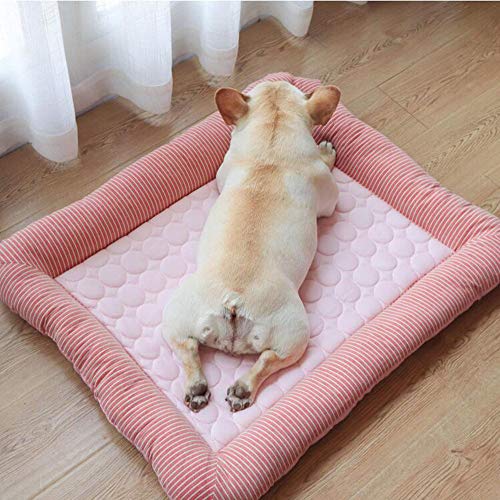 MTHDD Alfombrilla De Refrigeración para Mascotas Cama De Perro Y Gato, Colchón De Refrigeración para Mascotas, Suave Colchón De Refrescante Fresco CojínFría Cama Cómoda Dormir,Pink,L:70 * 52cm