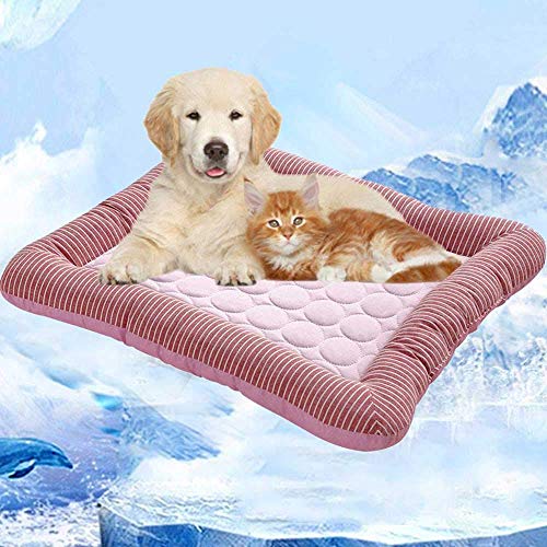 MTHDD Alfombrilla De Refrigeración para Mascotas Cama De Perro Y Gato, Colchón De Refrigeración para Mascotas, Suave Colchón De Refrescante Fresco CojínFría Cama Cómoda Dormir,Pink,L:70 * 52cm