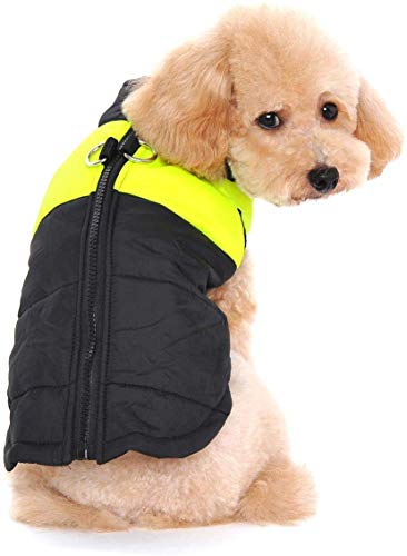 MTHDD Pequeña Capa de la Chaqueta del Perro a Prueba de Agua, la Lana Forrada para el Calor, Protector de Pecho Puffer Perro de Animal Doméstico del Perrito del Chaleco para el Otoño Invierno,Verde,S