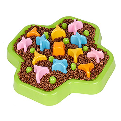 MuXiaRen Tazón Perro Divertido forraje Rompecabezas Tazón Anti estrangulador Tazón antiahogo Mascotas Alimentador Interactivo Cachorro Junior Tazón Perros alimentación Lenta,Green-33.5 * 33.5 * 4cm