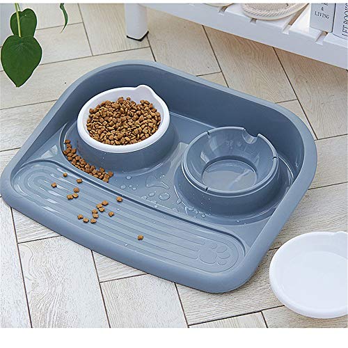 MYYXGS Comedero para Perros, Juego de 2, comedero para Gatos de Agua y Comida con chasis Grande sin rebosadero, Material de PP de 35 * 45 CM