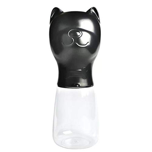 NA 350/480 / 550ML Botella de Agua portátil para Mascotas para Perros pequeños y Grandes Cachorro de Viaje Gato Bebedero Alimentador de dispensador de Agua Bulldog, Bulldog Negro, 350 ml