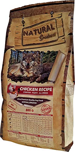 Natural Greatness Pienso seco para Perros. Receta de Pollo - Ultra Premium - Destete - Cachorro - Junior - Todas Las Razas – 800 g