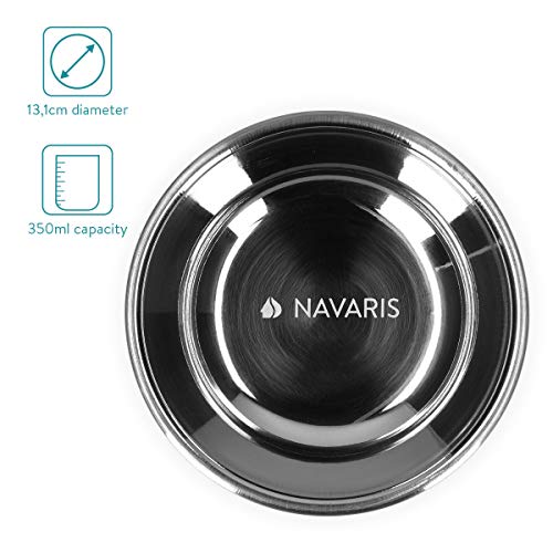 Navaris 2X Comederos para Mascotas de Acero Inoxidable - Cuenco para Comida o Agua para Perros y Gatos Antideslizante - diseño mármol