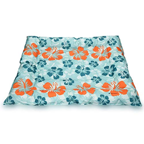 Navaris Cama refrescante de Verano para Mascotas - Colchoneta Inflable de Gel para Perros Gatos con Estampado Floral - Alfombra enfriadora 66 x 76CM