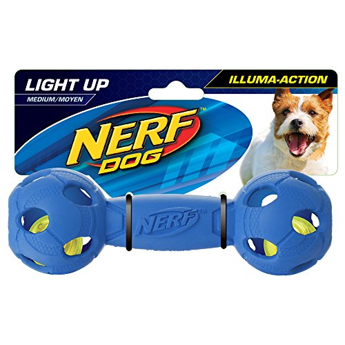 Nerf Perro Illuma acción LED: Bash Barbell 17,8 cm, 2-Pack (Rojo y Azul)