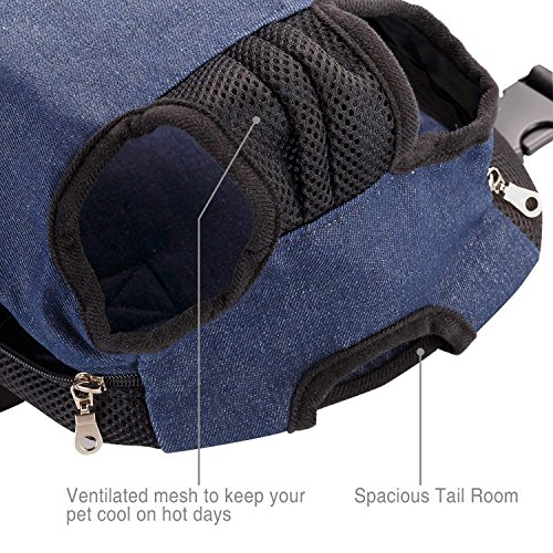 NICREW Mochila del Perro, Bolso para Mascotas, Adjustable Bolsa Delantera Pet Front Cat Dog Carrier Backpack, Bolsa para Llevar y Transportar Gatos y Perros para Viajar/Senderismo/Camping-L-Azul