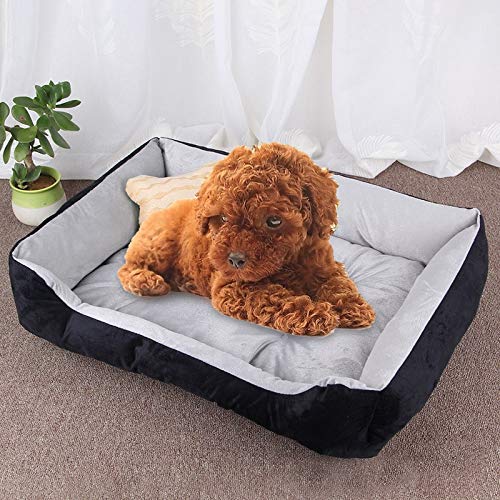 NIEFENG Casa del Animal doméstico y sofá Cama for Perros Lavable, Cama Admite Colchón Cojín Caliente Suave Primer Cama de algodón con Antideslizante Inferior Tamaño: S (Color : Black Grey)