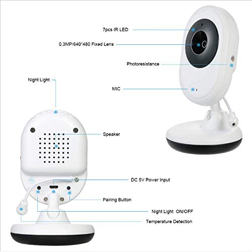 NLDM Baby Monitor, Display Video Baby Monitor con Cámara Y Audio, Monitor De Visión Nocturna, Cámara Inalámbrica De Visión Nocturna por Infrarrojos