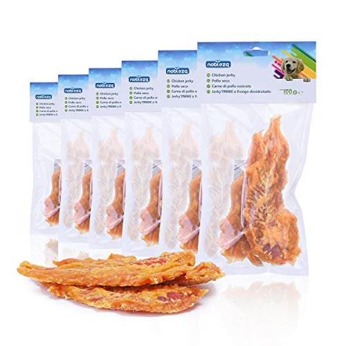 Nobleza - Premios para Perros, Golosina Natural para Perros con cecina de Pollo, mordeduras de Carne de pechuga de Pollo Premium, golosinas para Entrenamiento de Cachorros, Paquete de 6, 600 g