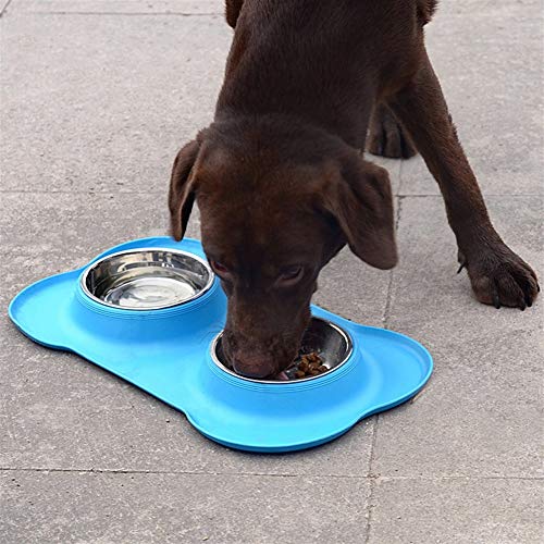 nobrand Perro Lindo de Silicona Bone Fashion Pet Bowl Doble Perro de Mascota Cuenco Cuenco Pet Food Food Bowl Pet Bowl Alimentos para Mascotas (Color : Red, Size : 46 * 27 * 15cm)