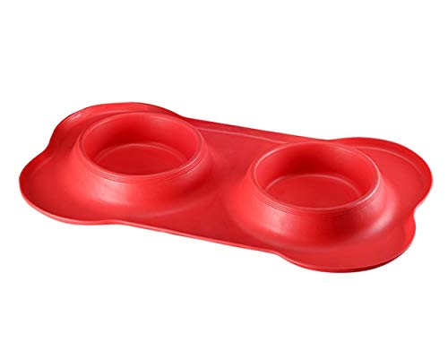 nobrand Perro Lindo de Silicona Bone Fashion Pet Bowl Doble Perro de Mascota Cuenco Cuenco Pet Food Food Bowl Pet Bowl Alimentos para Mascotas (Color : Red, Size : 46 * 27 * 15cm)