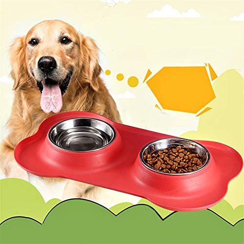 nobrand Perro Lindo de Silicona Bone Fashion Pet Bowl Doble Perro de Mascota Cuenco Cuenco Pet Food Food Bowl Pet Bowl Alimentos para Mascotas (Color : Black, Size : 46 * 27 * 15cm)