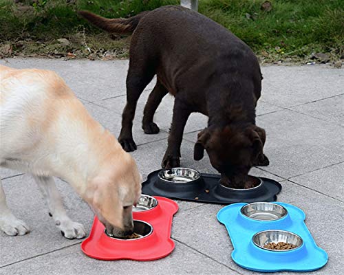 nobrand Perro Lindo de Silicona Bone Fashion Pet Bowl Doble Perro de Mascota Cuenco Cuenco Pet Food Food Bowl Pet Bowl Tazón de Agua para Mascotas (Color : Blue, Size : 46 * 27 * 15cm)