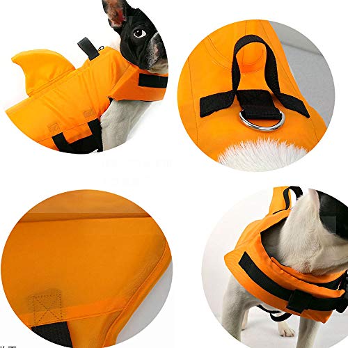 Noseeyou Dog Life Jacket Shark Transformar Traje Impermeable Nylon Chaleco De Seguridad para Perros Traje De Baño Traje De Entrenamiento De Natación Traje De Baño Naranja L XL XXL,S