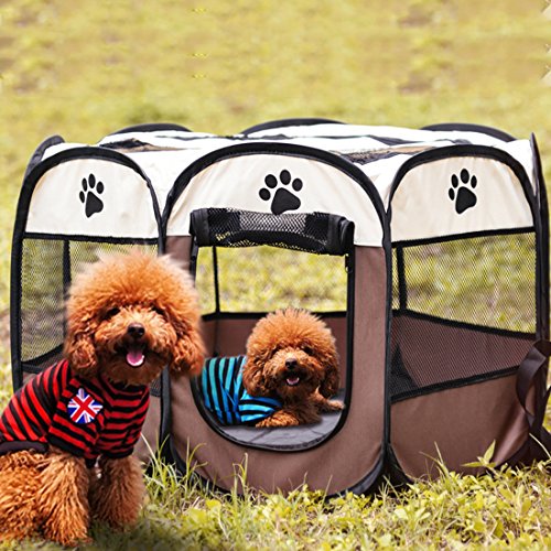 NoyoKere Plegable portátil para Mascotas Carpa Dog House Cage Dog Cat Carpa Parque Infantil Perrito Perrera Fácil operación Cerca Octogonal Suministros al Aire Libre