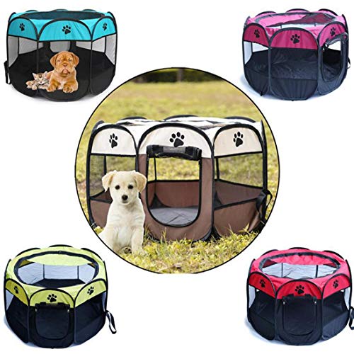 NoyoKere Plegable portátil para Mascotas Carpa Dog House Cage Dog Cat Carpa Parque Infantil Perrito Perrera Fácil operación Cerca Octogonal Suministros al Aire Libre