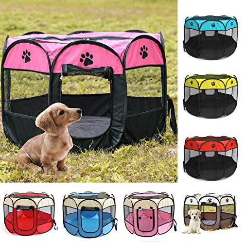 NoyoKere Plegable portátil para Mascotas Carpa Dog House Cage Dog Cat Carpa Parque Infantil Perrito Perrera Fácil operación Cerca Octogonal Suministros al Aire Libre