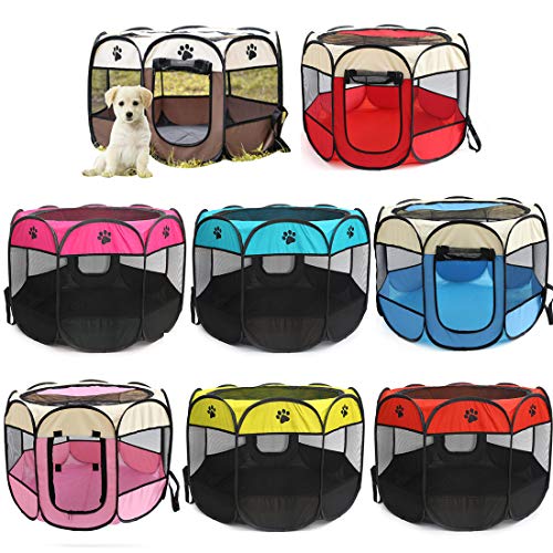 NoyoKere Plegable portátil para Mascotas Carpa Dog House Cage Dog Cat Carpa Parque Infantil Perrito Perrera Fácil operación Cerca Octogonal Suministros al Aire Libre