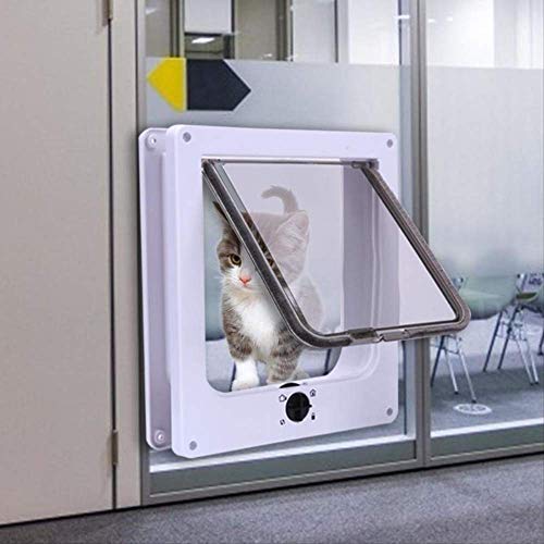 NRYBH Puertas para Perros Gatos 4 Vías con Cerradura Cachorro Gatito Abs Plástico Puerta De Seguridad Gato Perro Puerta De La Aleta marrón