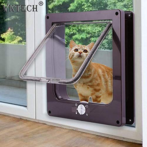 NRYBH Puertas para Perros Gatos con Cerradura Puerta De Perro para Gato Puerta De Seguridad De Plástico para Puerta Puerta De Solapa para Perro Puerta De Perro Suministros para Mascotas M marrón