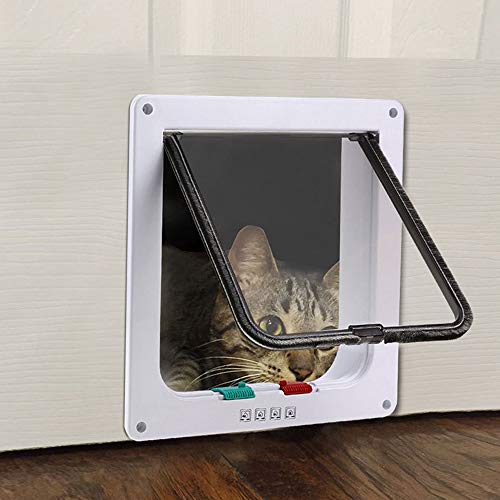 NRYBH Puertas para Perros Gatos Kimpets con Cerradura, Perro, Gato, Seguridad para Mascotas, Puertas Abatibles, Puertas, Rampas Universales para Todos Los Tamaños M Blanco