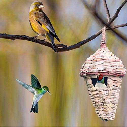 Ntribut Caja De Nido De Pájaros Pájaros Jaulas Jardín Nido De Pájaro Paja De Pájaro Nido Tejido Pájaro Casa Refugio para Todo Tipo De Pájaros