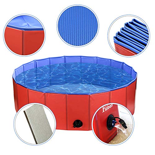 Nubstoer - Piscina plegable para perro, cachorro, gatos, bañera, para mascotas, niños, balones de agua, color rojo y azul