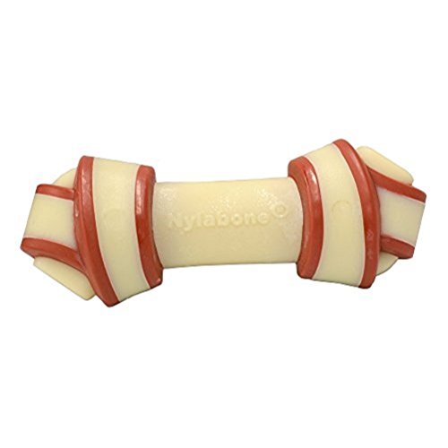 Nylabone Hueso con Nudo Extreme Alternativo al Cuero - Juguete masticable para la higiene Dental de los Perros - Sabor a Ternera - Grande - para Perros de hasta 23 kg