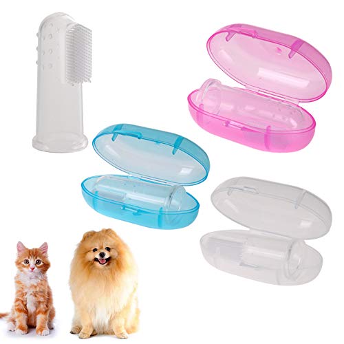 Ocamo Cepillo de Dientes Pet Dog, Cepillo de Dientes de Silicona Suave para Perros con Caja para Limpieza de Dientes, Blue Box L