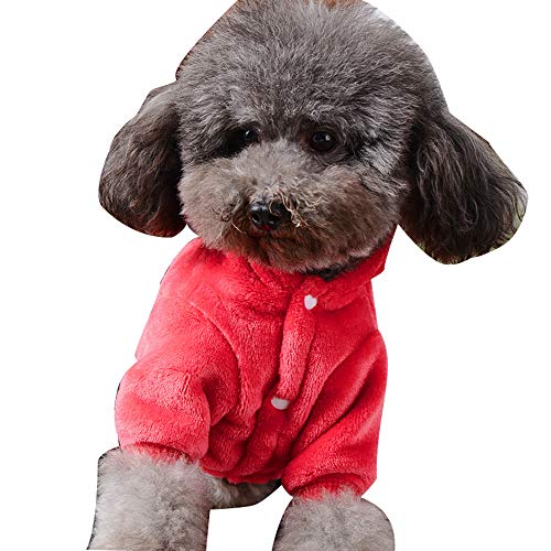 ODOKEI Ropa para Warm Forro Polar Forro de algodón para Perro Sudadera con Capucha en Invierno Chaqueta para Perro pequeño Abrigo para Cachorros con Capucha