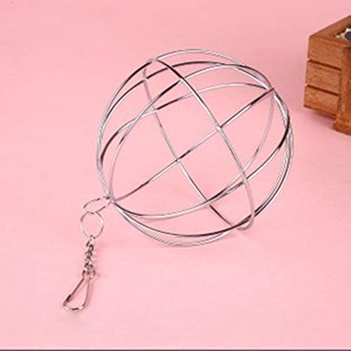 Ogquaton 1 UNIDS Acero Inoxidable Hamster Grass Dispenser Holder Ball Rabbit Feed Hanging Ball Feeder Hanger Accesorios para Pequeños Animales de Plata